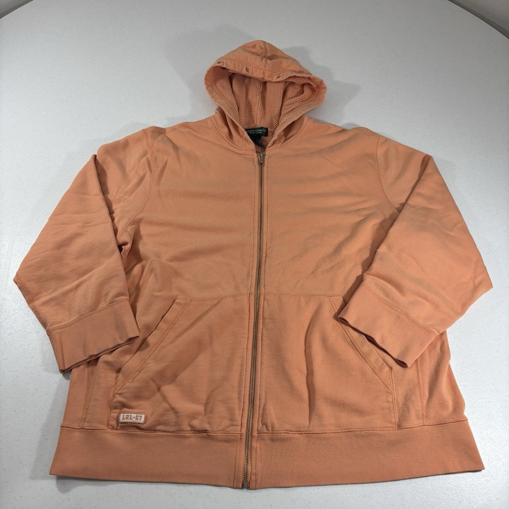VTG‎ Y2K LRL 67 Ralph Lauren Full Zip Terry Hoodie Jacket Salmon Orange Size M